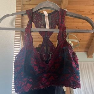 Maroon and Blue Free People Lace Bralette